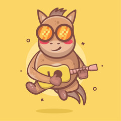 cool horse animal character mascot playing guitar isolated cartoon