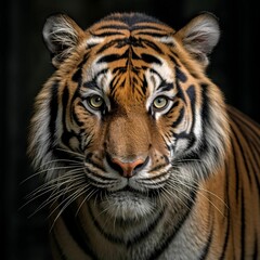 AI generated illustration of a Bengal tiger on a dark background