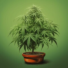 AI generated illustration of a marijuana plant in a pot
