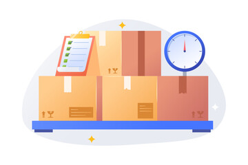 Package weight vector illustration. Box weight vector illustration.