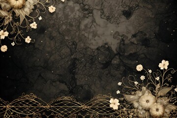 AI generated illustration of An image of a black background with small white flowers