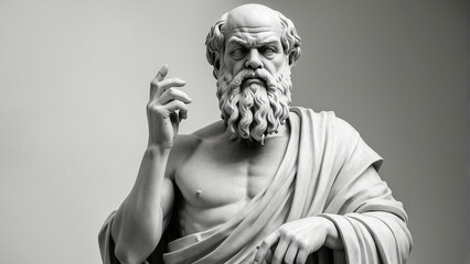 Socrates, Greek philosopher from Athens, founder of Western philosophy. Socrates bust sculpture, ancient Greek philosopher from Athens. ancient Greek philosopher. - obrazy, fototapety, plakaty