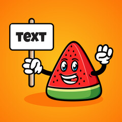 watermelon cartoon illustration, funny, cute, cool.