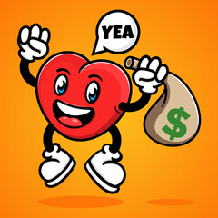 money in the form of heart