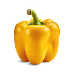 Yellow bell pepper isolated on transparent or white background, png