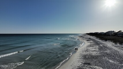 Aerial panoramic pictures of the beach