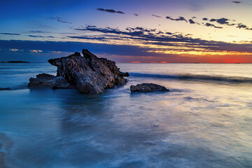 Long exposure sunset at Bennion Beach, Perth, West Australia 