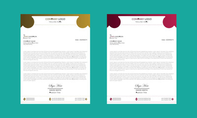 
Clean and professional corporate company business letterhead template design with color variation bundle