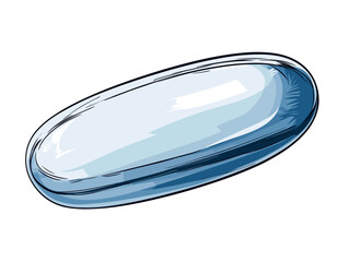 Drawing of Blue pill capsule isolated on white background illustration separated, sweeping overdrawn lines.