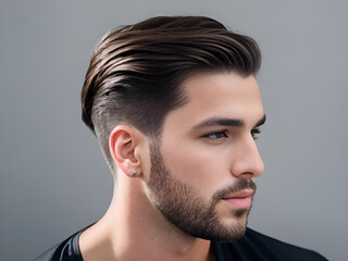 Obraz premium Man with cool pushed back hairstyle