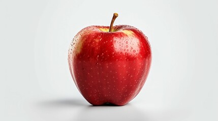 Red apple with waterdrops on isolated white background - closeup of fresh and healthy fruits