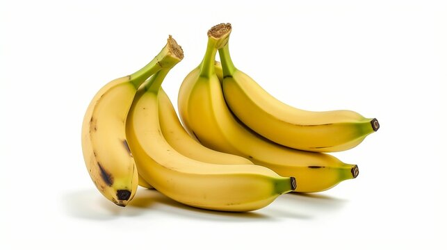 Bananas on isolated white background - fresh and healthy yellow fruit