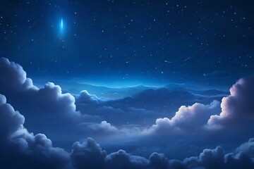 Obraz na płótnie Canvas detailed stylized pixar style illustration, cloudy night sky with stars photography - AI Generative
