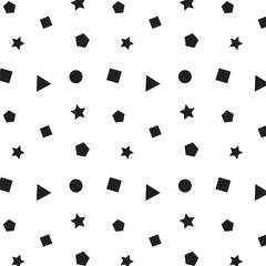 Geometric seamless pattern.Black geometry shapes repeat pattern isolated on white background.Abstract graphic vector illustration wallpaper background.
