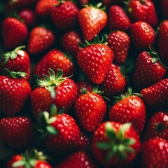 AI-generated illustration of a vibrant backdrop of ripe, red strawberries