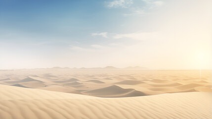 Fototapeta na wymiar Arid Elegance: Clean Blue Sky Landscape,sand dunes and sky,AI Generative 