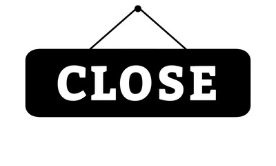 close sign board icon design black signboard white text isolated on white and transparent background png. for shop restaurant door business sign vector illustration