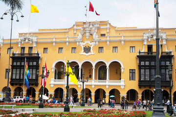 LIMA, PERU: The Municipal Palace of Lima is located in the Historic center f the city