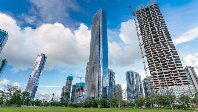 Delayed Shooting of Urban Architecture Skyline in Zhuhai, China..