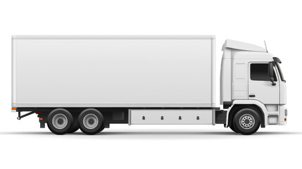 White delivery freight truck ready for customized logo on side of trailer