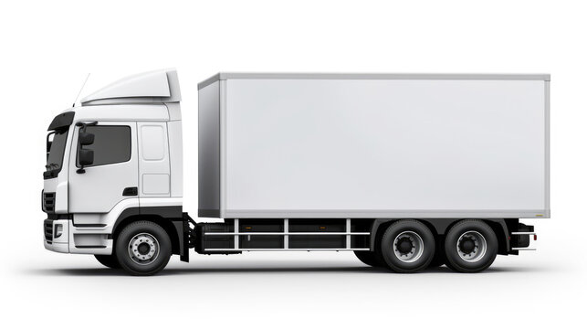 White delivery freight truck ready for customized logo on side of trailer