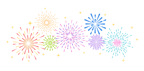 Fotobehang Flat colorful fireworks festive celebration new year christmas illustration vector design © siska_artjournal