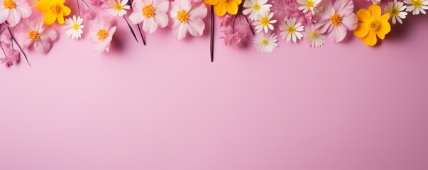 Delicate Spring Blossoms on Soft Pink Background with Ample Copy Space