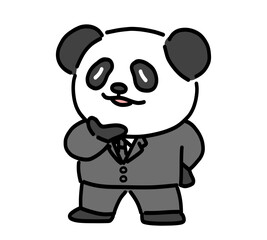 ドヤ顔のビジネスマン風のパンダのキャラクター