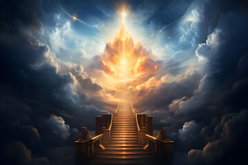 knowledge of faith in god, the path to heaven or the concept of enlightenment - obrazy, fototapety, plakaty