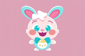 Obraz na płótnie Canvas AI generated illustration of an adorable cartoon Easter bunny character