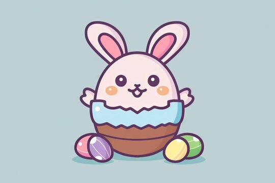 AI generated illustration of an adorable cartoon Easter bunny character