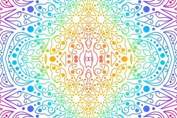 Luxurious colourful gradient mix pattern of modern Chinese oriental Java traditional classic borneo flowers circle flowers art