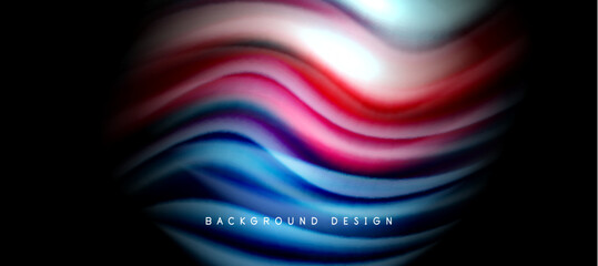 Rainbow color wave lines on black. Techno or business abstract background for posters, covers, banners, brochures, websites