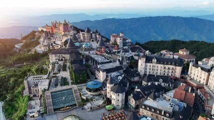 Aerial view of French village at Bana hills, Da nang, Vietnam.