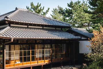 Fototapeta na wymiar old house in the forest in japan