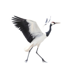 Obraz premium Side view, a red-crowned crane about to fly. isolated on transparent background. 