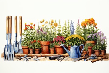Garden Tool Watercolor Set