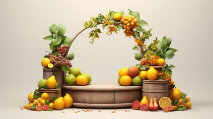 Podium fruit background mockup beauty product platform citrus summer natural cosmetic. Background...