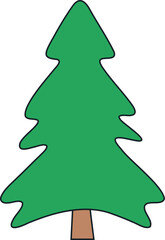 Christmas tree icon vector illustration. Simple pine silhouette stylized design element