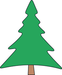Christmas tree icon vector illustration. Simple pine silhouette stylized design element