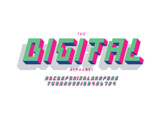 Vector of stylized modern font and alphabet