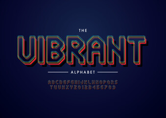 Vector of stylized modern font and alphabet