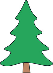 Christmas tree icon vector illustration. Simple pine silhouette stylized design element