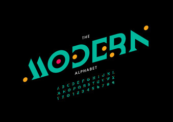 Vector of stylized modern font and alphabet