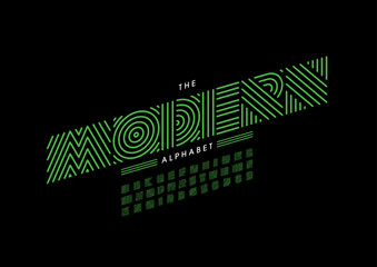 Vector of stylized modern font and alphabet