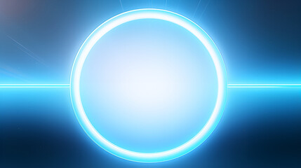 Blue Interior with Circle Neon Light and Showcase,Realistic 3D Vector Illustration of a Minimalistic Podium