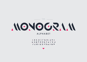 Vector of stylized modern font and alphabet