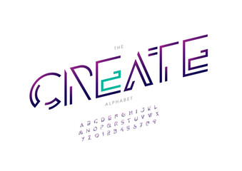 Vector of stylized modern font and alphabet