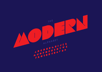 Vector of stylized modern font and alphabet