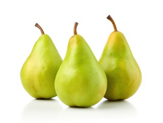  Three green pears isolated on white background